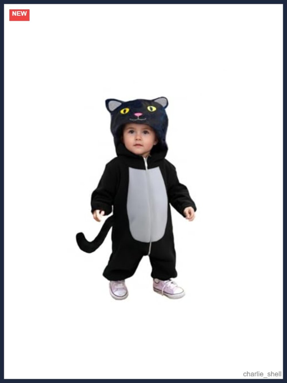 Toddler Black Cat Costume Zip Up Hooded Halloween Outfit